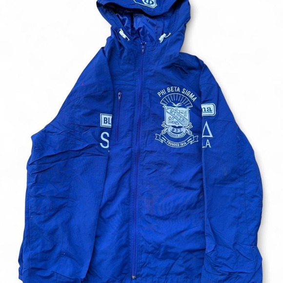 Blue and white Phi Beta Sigma fraternity jacket